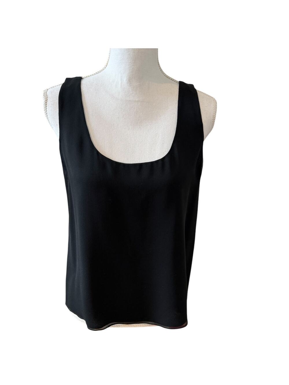 Niteline Della Roufogali Black Silk Chiffon Layered Camisole Cami 10